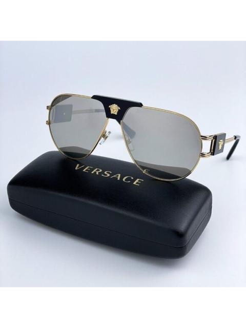 VERSACE NEW Versace VE2252 10026G Gold Mirror Grey Metal Pilot Men Sunglasses