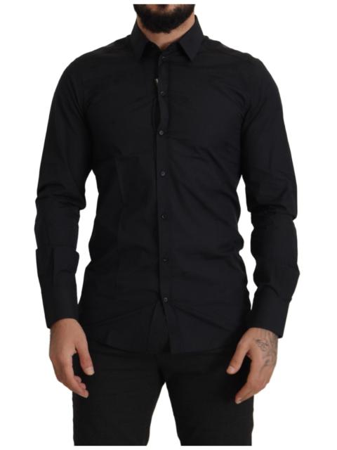 Dolce & Gabbana Men's Black Cotton GOLD Slim Fit Shirt