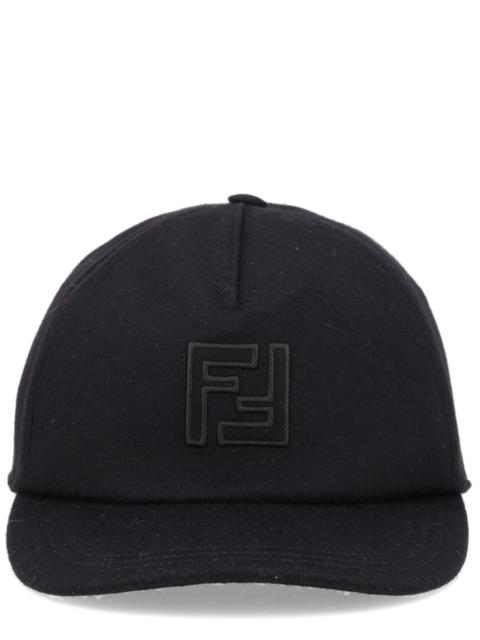 FENDI WOOL AND CASHMERE BASEBALL CAP WITH LOGO