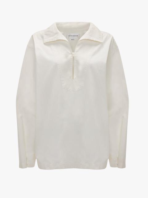 Victoria Beckham Tab Detail Denim Top In Washed White