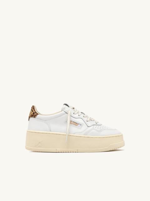 AUTRY MEDALIST PLATFORM SNEAKERS IN LEATHER COLOR WHITE AND LEOPARD