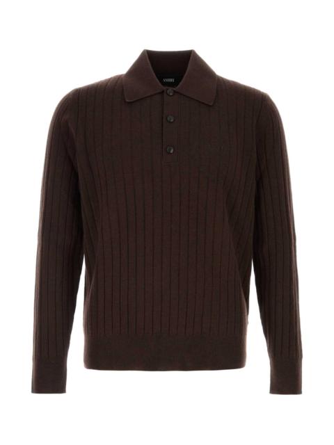 AMIRI Amiri Men Dark Brown Wool Blend Polo Shirt