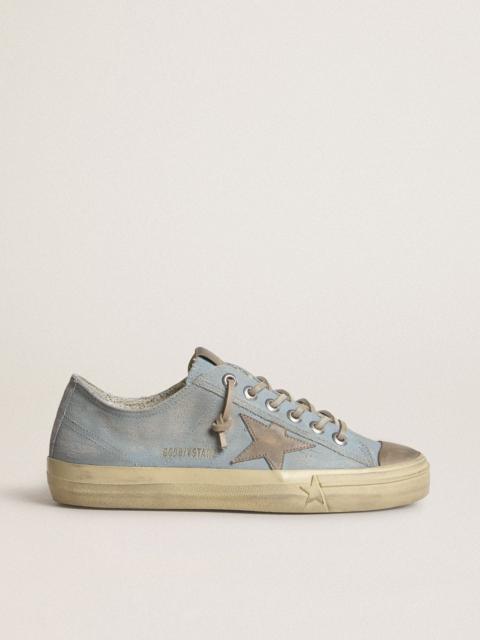Golden Goose Women's V-Star in light blue canvas with dove-gray leather star