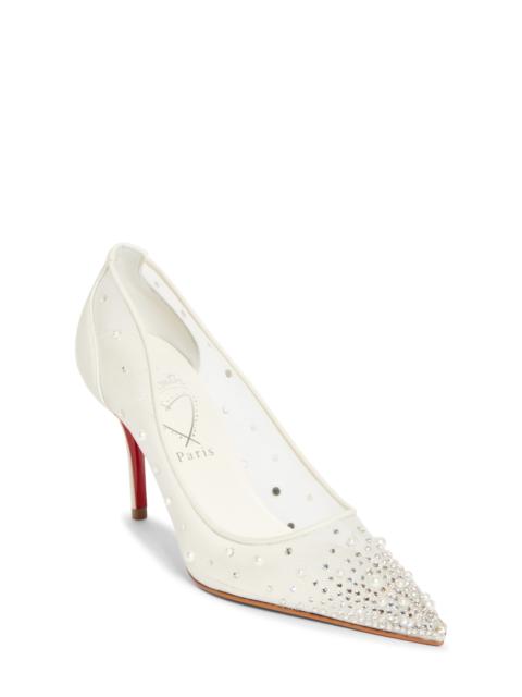 Christian Louboutin Christian Louboutin Miss Z Degrastrass Perla Pointed Toe Pump in Version Bianco at Nordstrom