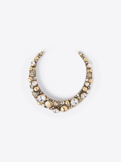 AREA CRYSTAL BUTTON CLUSTER CHOKER NECKLACE