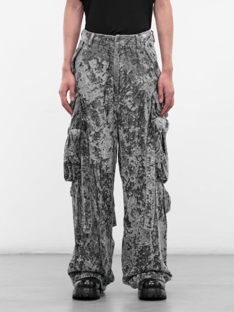 Julius Gray Crushed Velvet Cargo Pants