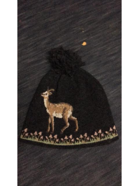 Other designers CA4LA Japan Knit Beanie Hat Deer Motif Wool Blend Pom Pom Winter Cap