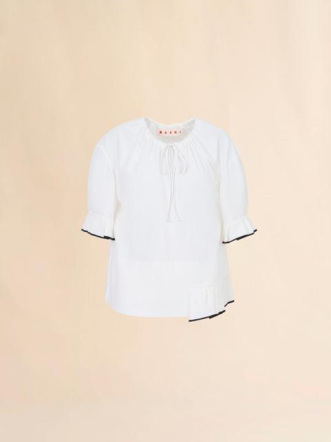 Marni WHITE MAROCAINE TOP WITH PLEATED DETAIL
