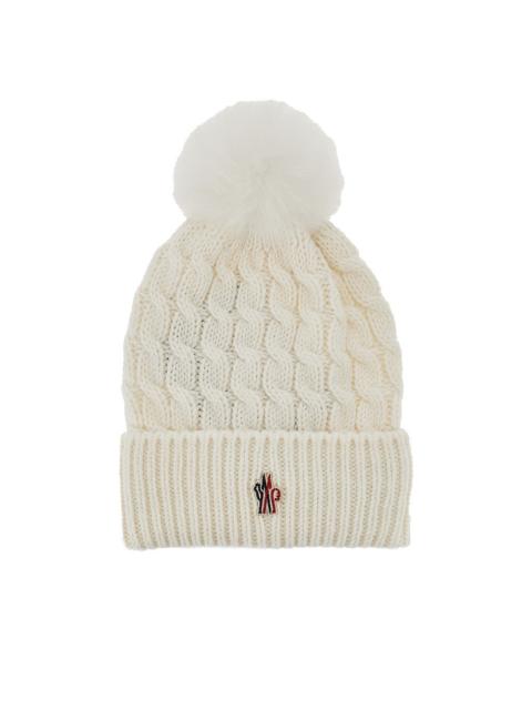 Moncler Grenoble Moncler Grenoble Wool Beanie Hat with Fur Pompom White