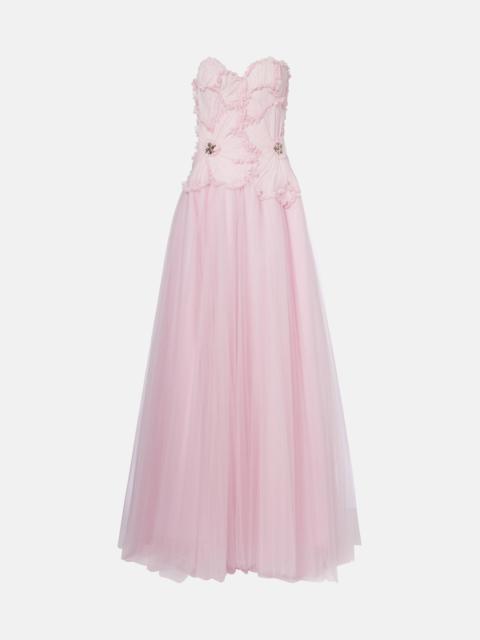 COSTARELLOS Edra embellished tulle bustier gown