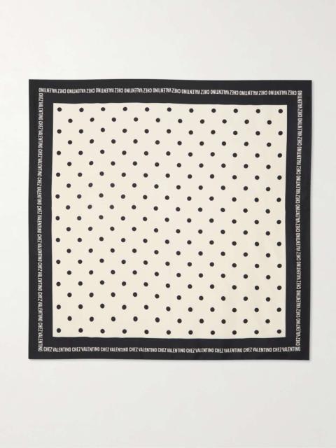 Printed silk-twill scarf White