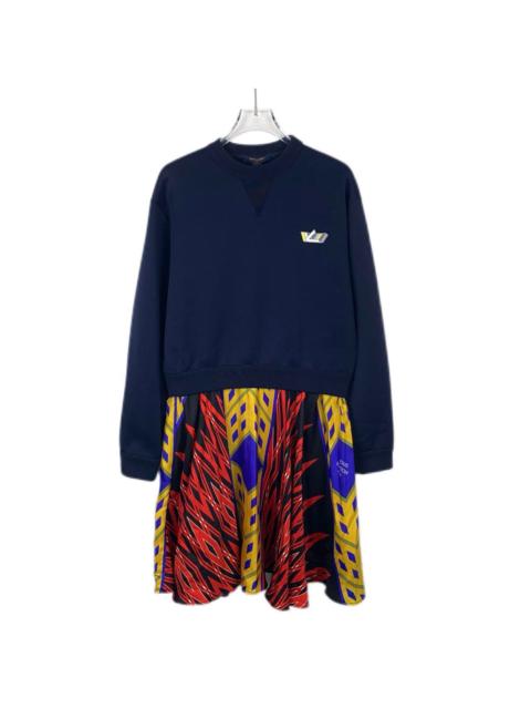 Louis Vuitton Louis Vuitton Logo Embroidered Crew Neck Blue Cotton Layered Dress/Sweatshirt