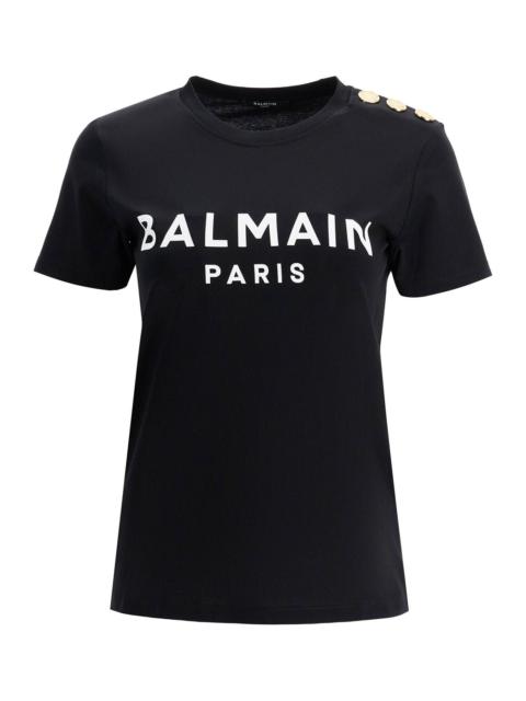 Balmain Logo T Shirt With Buttons