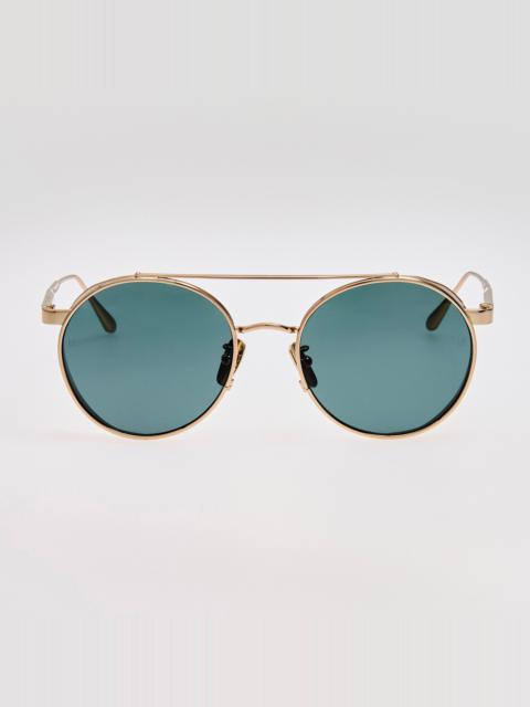 LINDA FARROW Conor Sunglasses in Green and Gold