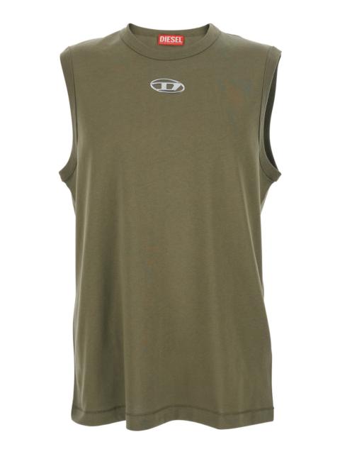 Diesel Diesel Men 'T-Bisco-Iod' Green Sleeveless Top With Logo Detail On The Front In Cotton Man