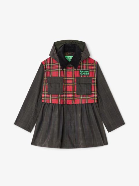 GANNI PEPLUM WAX JACKET IN TARTAN