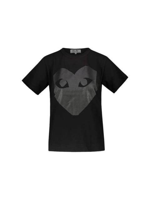COMME DES GARÇONS PLAY BLACK SHORT SLEEVE T-SHIRT WITH BLACK PRINTED HEART ON THE FRONT AND BACK CLO
