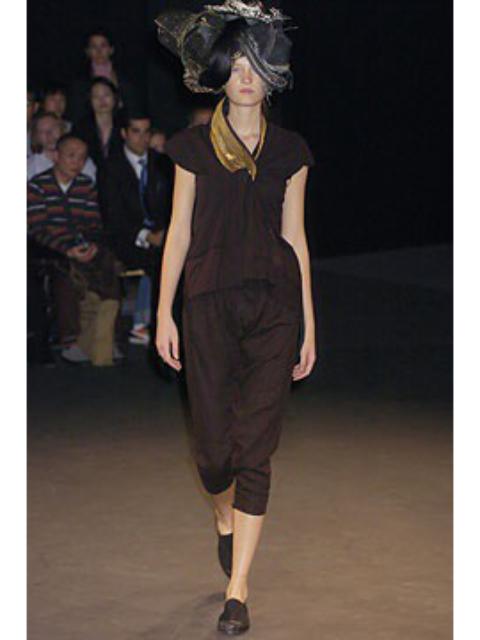 SPRING 2005 Deconstructed Black Cotton Zipper Collar Top