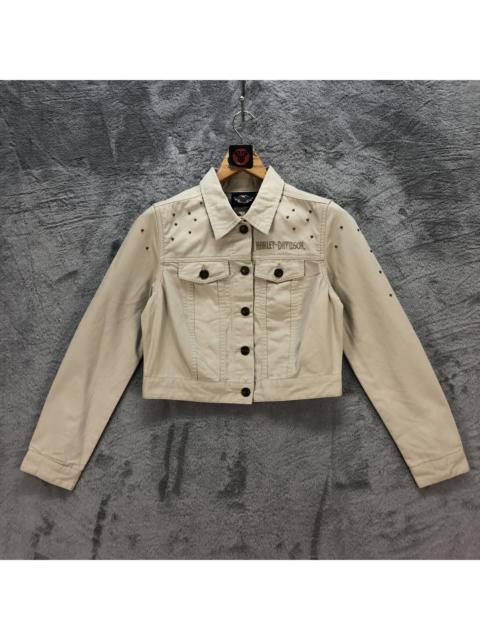 Other Designers Vintage - 06' HARLEY DAVIDSON EMBROIDERY LOGO CROPPED JACKET #6557-73