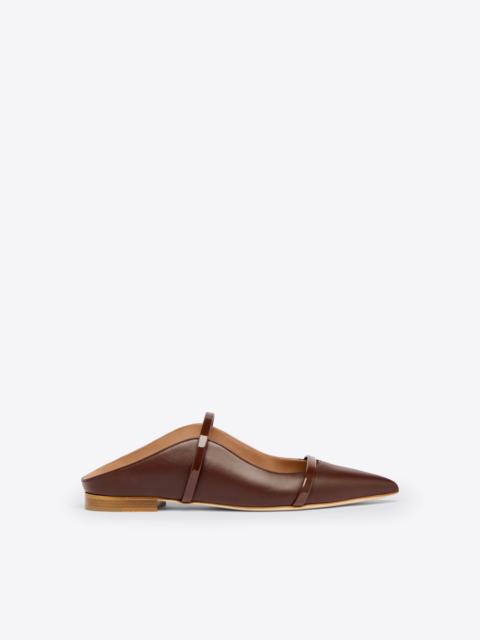 MALONE SOULIERS Maureen Dark Brown Leather Flat Mules