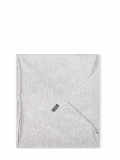 Brunello Cucinelli Brunello Cucinelli Women Pearl Grey Cashmere Scarf With Monili