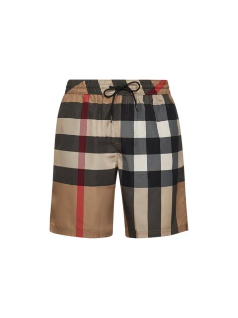 Burberry Burberry Men Beige Burberry Check Swim Trunks