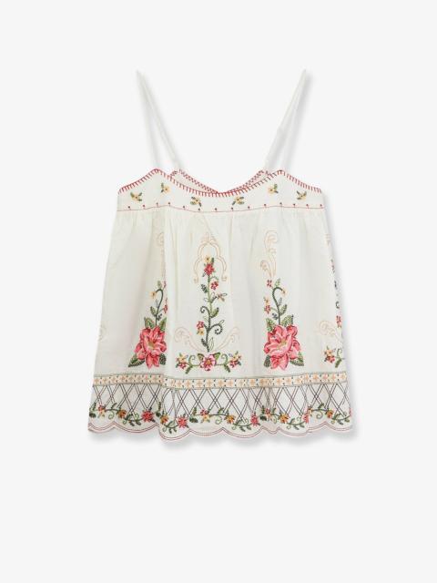 FARM RIO Farm Rio Linen and Viscose Top White Women