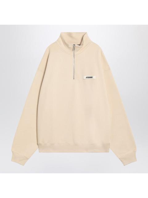 JACQUEMUS Beige cotton zip-up sweatshirt