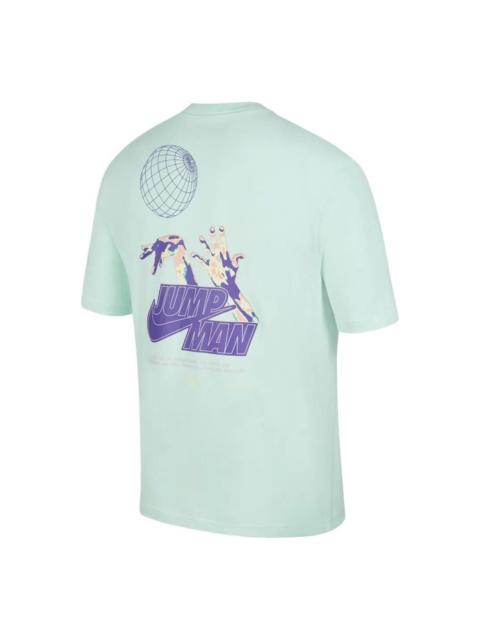 Jordan Men's Air Jordan Back Print Short Sleeve Mint Green T-Shirt DM1447-379