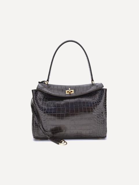 BALENCIAGA Rodeo Shoulder Bag in crocodile-print leather