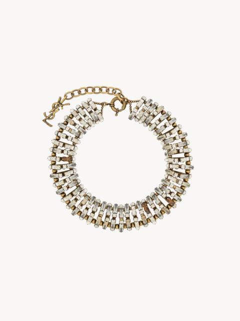 SAINT LAURENT OVERSIZED CRYSTAL PYRAMID NECKLACE IN METAL