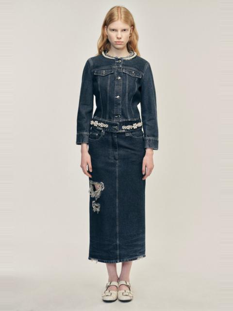 Simone Rocha Embellished Kick Back Flare Skirt