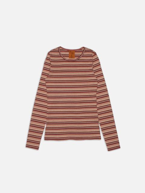 Nudie Jeans Jessy LS T-Shirt Striped Rib Wine