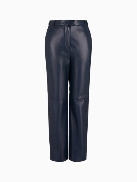 GIORGIO ARMANI STRAIGHT-CUT, NAPPA-LEATHER TROUSERS