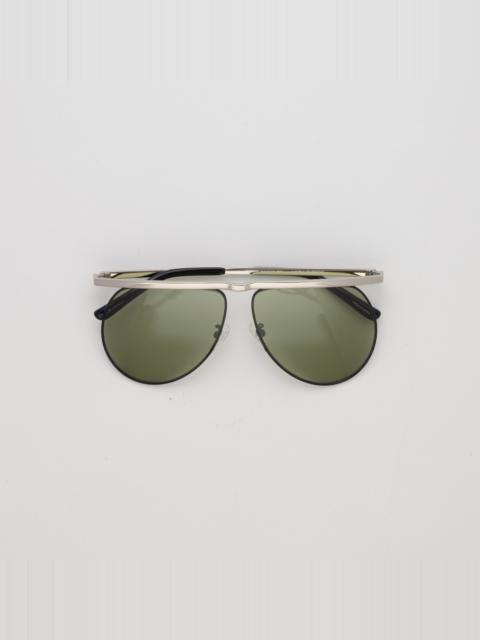 LINDA FARROW Mina Aviator Sunglasses in Silver