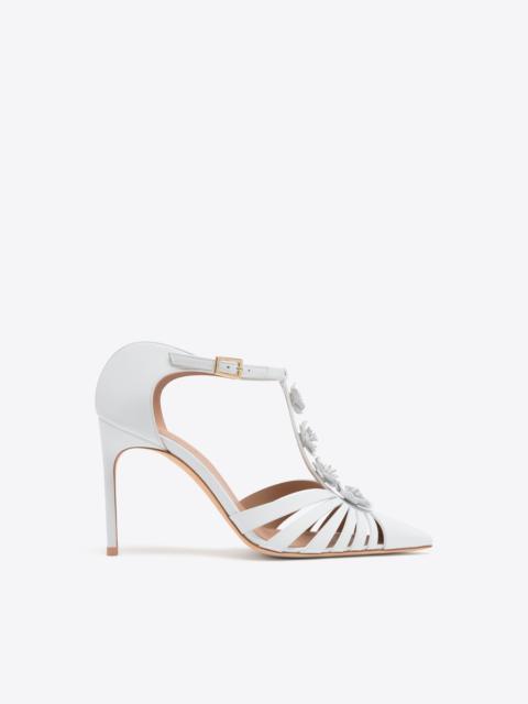 MALONE SOULIERS Jennifer 90 White Leather Heeled Mules