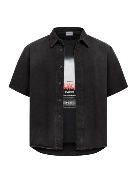 BALENCIAGA Balenciaga Men "The Door" Short-Sleeve Hybrid Shirt In Black Denim