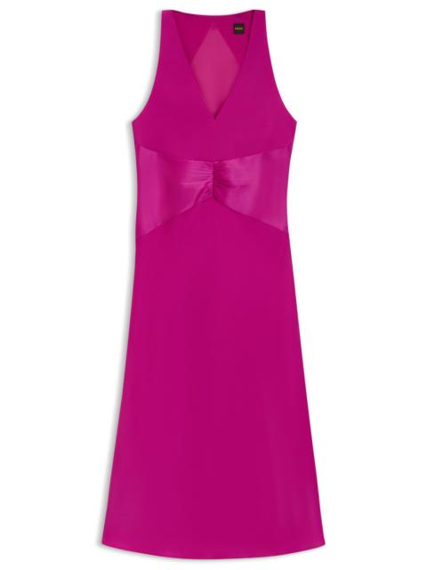 BOSS CRINKLE-SATIN DRESS WITH GATHERED FRONT