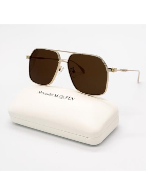 Alexander McQueen NEW ALEXANDER MCQUEEN AM0372S 002 PILOT GOLD SUNGLASSES