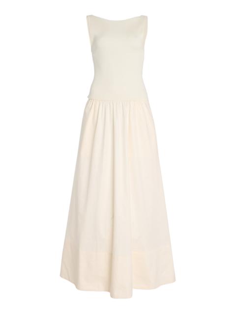 ST. AGNI Exclusive Knit and Cotton Maxi Dress ivory