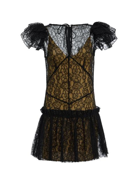 De La Vali Nephele Ruffled Lace Mini Dress black