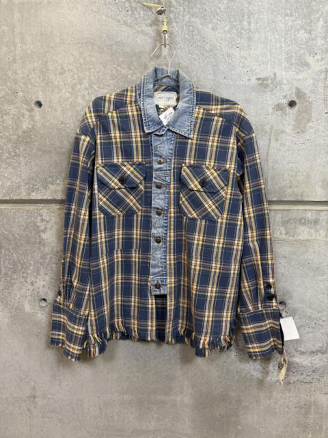 Greg Lauren $1.2k Greg Lauren Navy Plaid Trucker Front Boxy Jacket