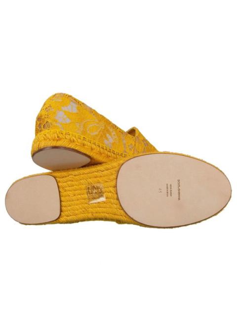 Dolce & Gabbana Light Floral Lace Espadrilles Shoes Yellow 11252
