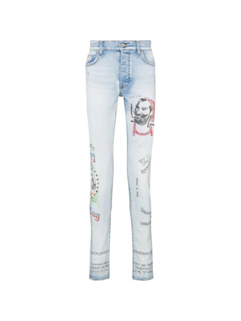 AMIRI x Zig Zag motif-print skinny jeans