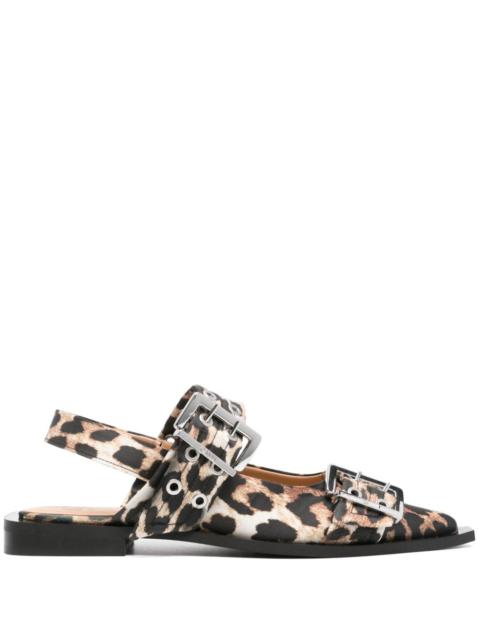 GANNI Ganni Women Leopard Print Slingback Ballets