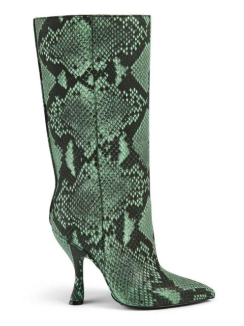 Dries Van Noten Green 100 Snake Print Leather Boots