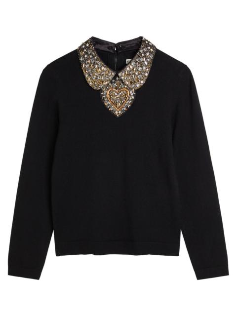 Alice + Olivia Alice + Olivia Porla Embellished Stretch-wool top