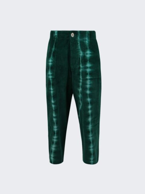 The Elder Statesman Grid Cord Work Pant White And Pine Green