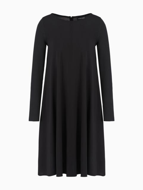 EMPORIO ARMANI Viscose crêpe dress with rib-knit sleeves
