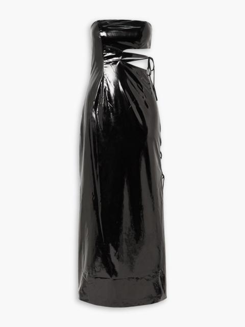 ROTATE Malena strapless cutout coated jersey dress